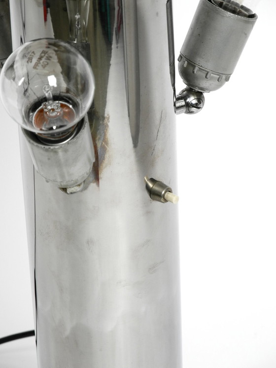 Image 1 of Einzigartige schwere, riesige Xxl 1970S Metall Chrom Tischlampe mit Metallschirm | Höhe 75 cm | 29,5"