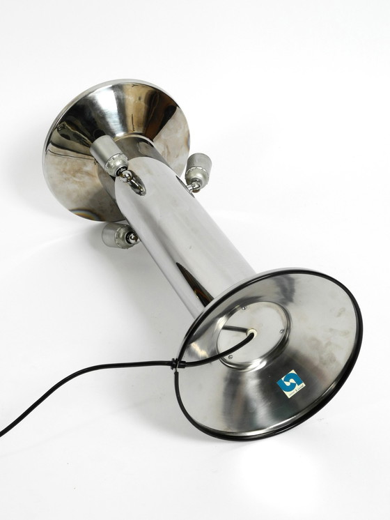 Image 1 of Einzigartige schwere, riesige Xxl 1970S Metall Chrom Tischlampe mit Metallschirm | Höhe 75 cm | 29,5"