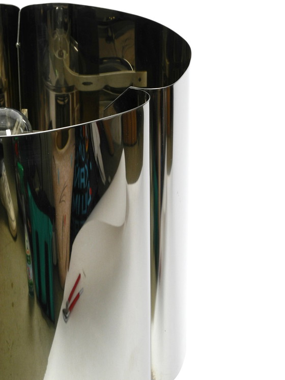 Image 1 of Einzigartige schwere, riesige Xxl 1970S Metall Chrom Tischlampe mit Metallschirm | Höhe 75 cm | 29,5"