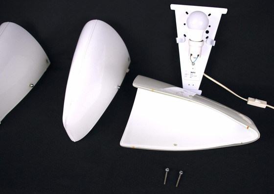 Image 1 of Weiße Murano Wandlampen Handgefertigt Ende des 20. Jahrhunderts Von Jeannol Cerulli