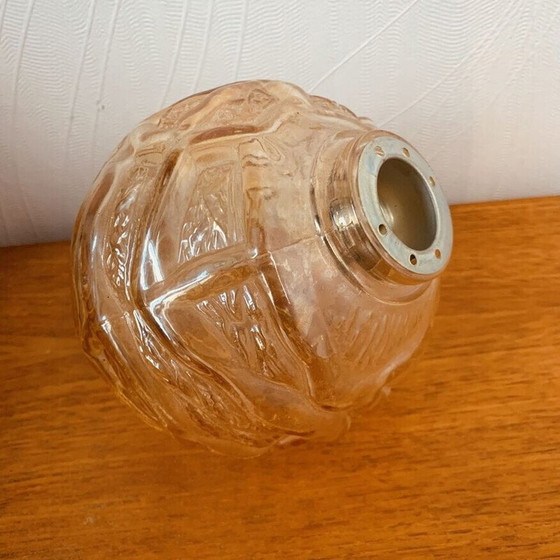 Image 1 of Vintage-Kronleuchter aus Teakholz und schillerndem Glas