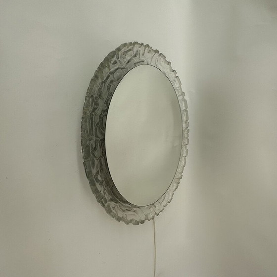 Image 1 of Hillebrand vintage Lucite Wand ovaler Spiegel mit Hintergrundbeleuchtung, Deutschland 1970er