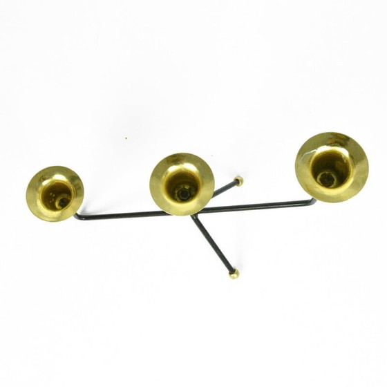 Image 1 of Vintage-Kerzenständer aus schwarzem Aluminium und Messing, Belgien 1970er Jahre