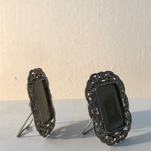 2x Mini versilberte Fotorahmen