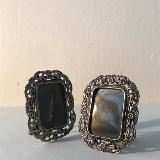 2x Mini versilberte Fotorahmen