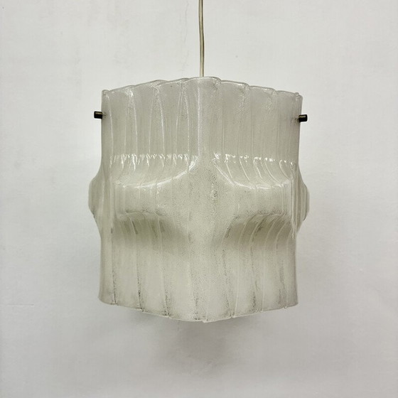 Image 1 of Mid-Century Ice Lucite Pendelleuchte, 1970er Jahre