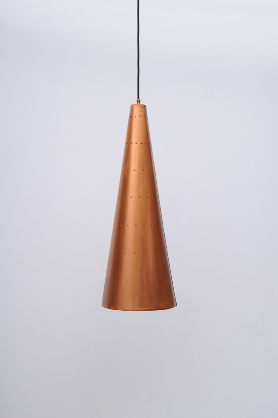 Image 1 of Große Kupfer Tütenlampe 1960