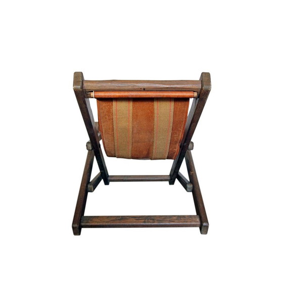 Image 1 of Vintage-Liegestuhl aus Holz und Leder, 1960