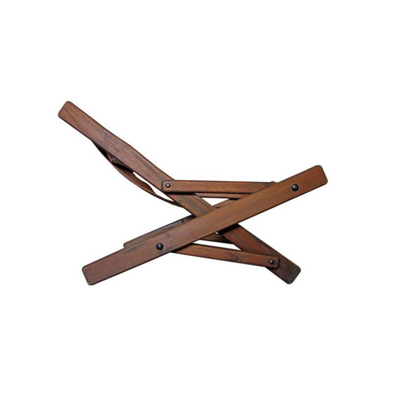 Image 1 of Vintage-Liegestuhl aus Holz und Leder, 1960