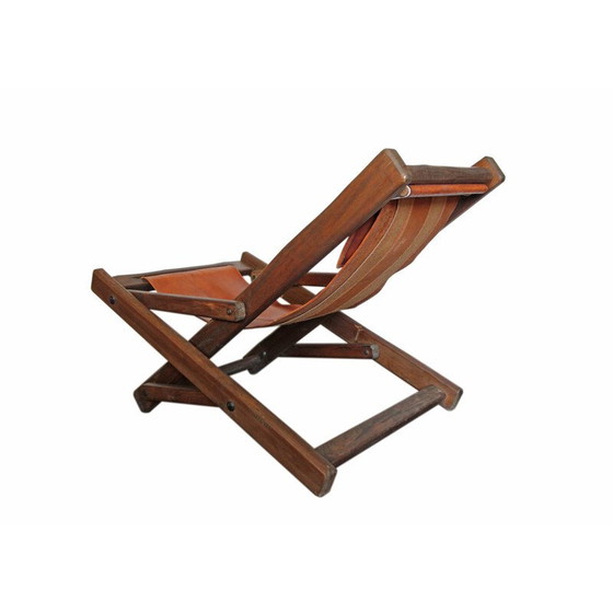 Image 1 of Vintage-Liegestuhl aus Holz und Leder, 1960