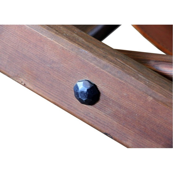 Image 1 of Vintage-Liegestuhl aus Holz und Leder, 1960