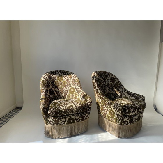 Image 1 of Paar Vintage-Sessel aus Stoff und Holz, Dänemark 1970