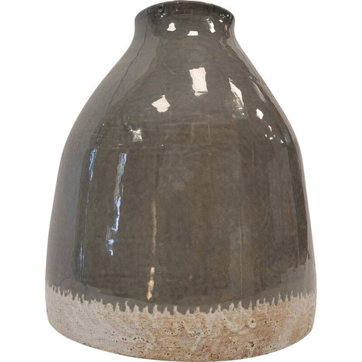 Vintage Vase aus grau glasierter Keramik, Frankreich