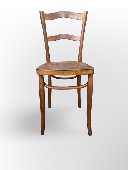 Schöner Jugendstil-Stuhl (Typ Bistro-Stuhl) mit bedruckter Sitzfläche im typischen Art Nouveau-Stil.