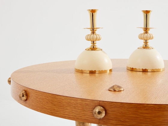 Image 1 of Garouste & Bonetti Massivholz Eiche und patinierte Bronze Gueridon Tisch 1987