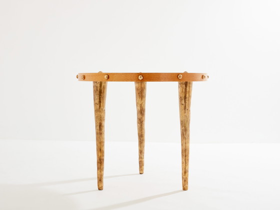 Image 1 of Garouste & Bonetti Massivholz Eiche und patinierte Bronze Gueridon Tisch 1987