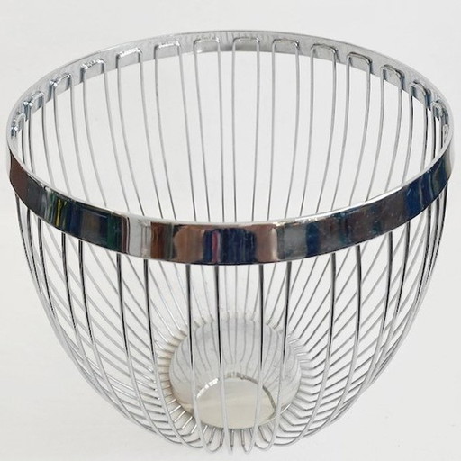 Vintage-Obstschale aus Drahtkorb, verchromt, 1980er Jahre
