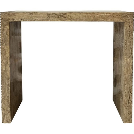 Vintage-Konsole aus Travertinfurnier, 1980