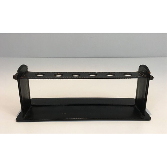 Image 1 of Vintage Schwarz Leder Pfeifenhalter 1950