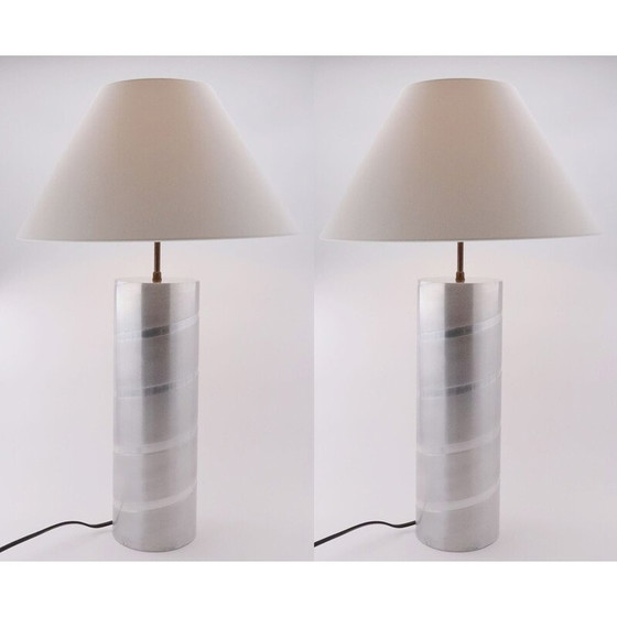 Image 1 of Paar alte Aluminium-Röhrenlampen, 1970er Jahre