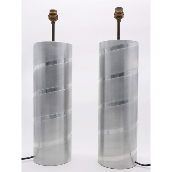 Image 1 of Paar alte Aluminium-Röhrenlampen, 1970er Jahre