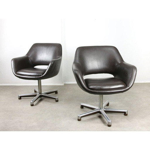 Vintage-Bürostuhl aus schokoladenbraunem Leder, Italien