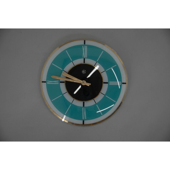 Image 1 of Klassische Wanduhr aus Glas und Messing von Klenoty, Tschechoslowakei 1960