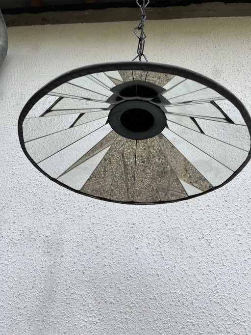 Industrielle Metall-Hängeleuchte Mit Spiegel