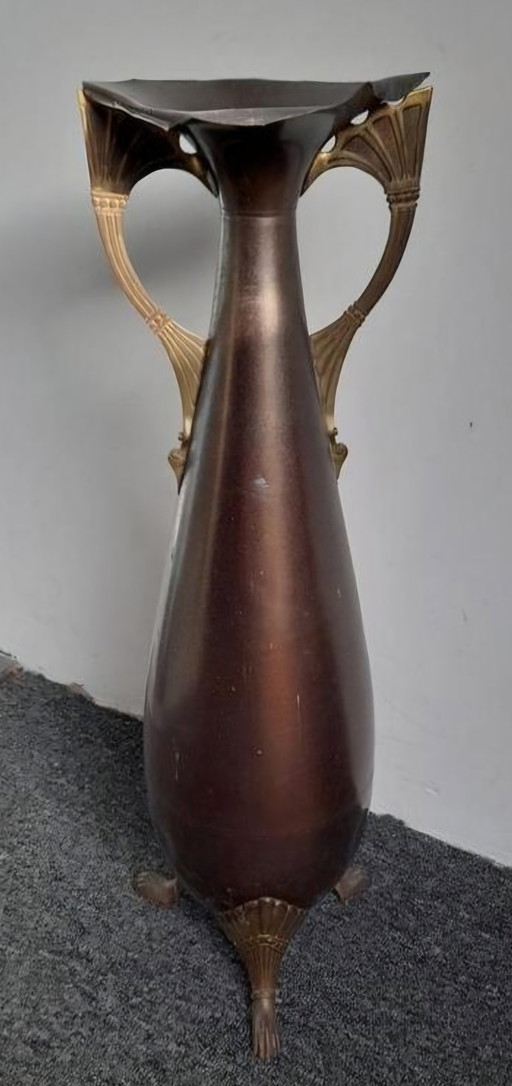 Große antike Jugendstil Kupfer dekorative Vase