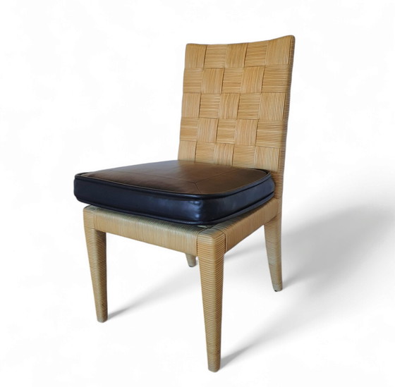 Image 1 of Donghia Block Island Stühle 1990S mit originalen Ledersitzen. 5 X Armlehnen, 2 X ohne von John Hutton.