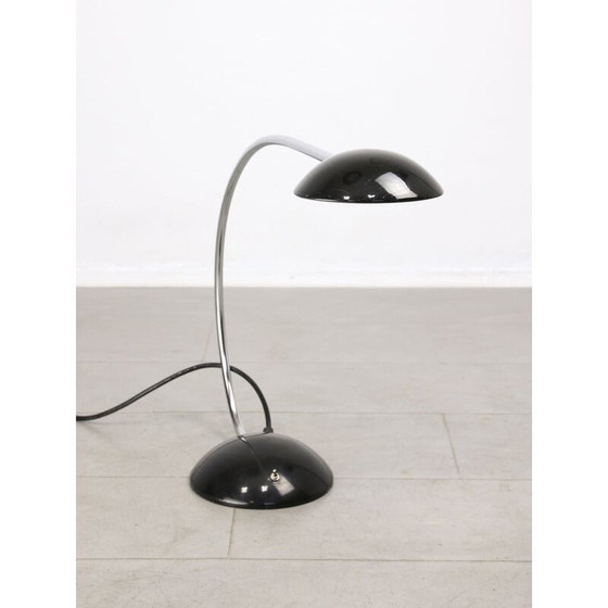 Image 1 of Schwarze und verchromte Arc Tischlampe von Meblo, 1980er
