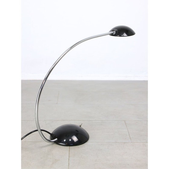 Image 1 of Schwarze und verchromte Arc Tischlampe von Meblo, 1980er