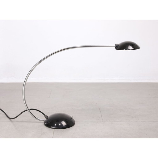 Schwarze und verchromte Arc Tischlampe von Meblo, 1980er