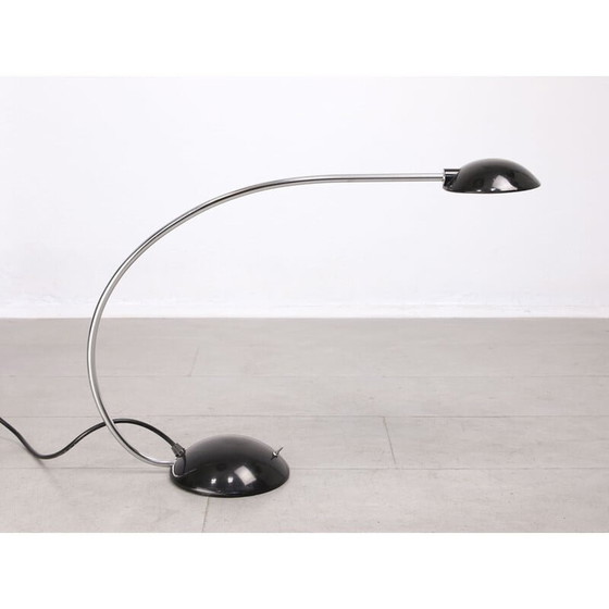 Image 1 of Schwarze und verchromte Arc Tischlampe von Meblo, 1980er