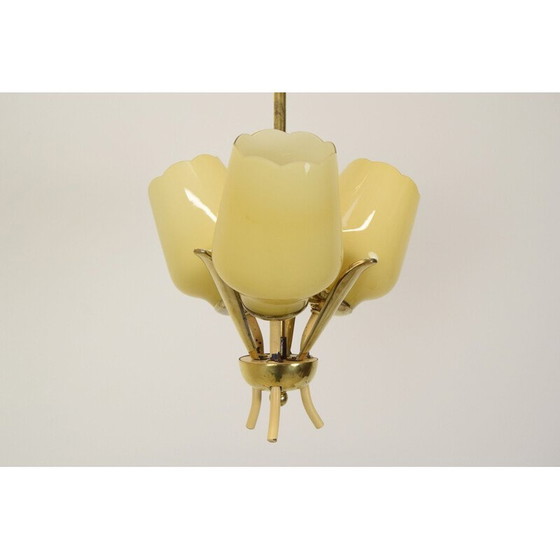 Image 1 of Vintage-Kronleuchter aus Glas und Messing, Tschechoslowakei 1960