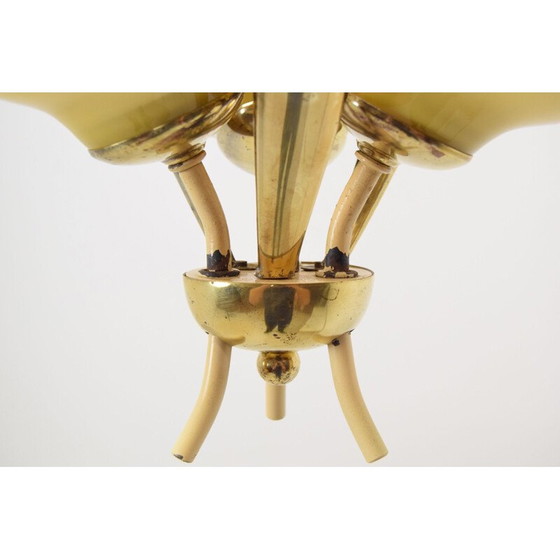 Image 1 of Vintage-Kronleuchter aus Glas und Messing, Tschechoslowakei 1960