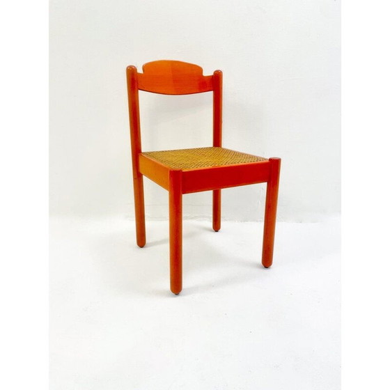 Image 1 of 6 Stühle aus der Mitte des Jahrhunderts aus orangefarbenem Holz, Italien 1960er Jahre