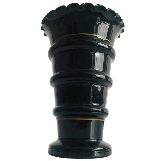 Image 1 of Art Deco Booms Vase schwarz mit Gold 1930s