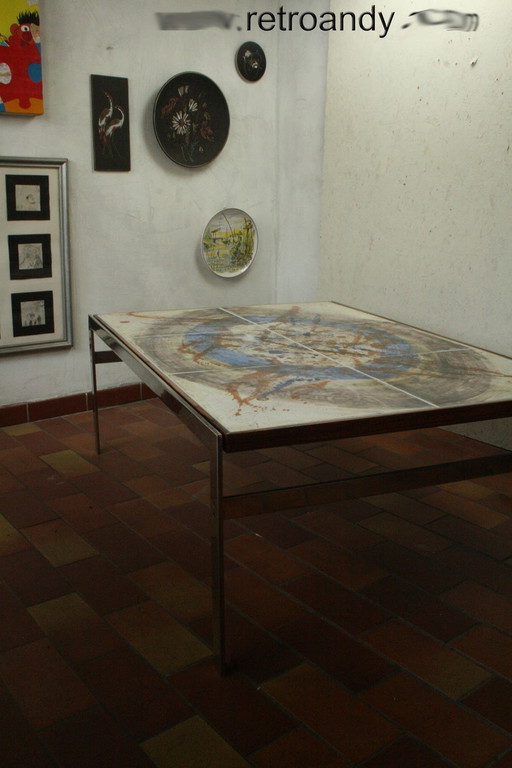 Vintage Dänischer Couchtisch-Eiche-Chrom