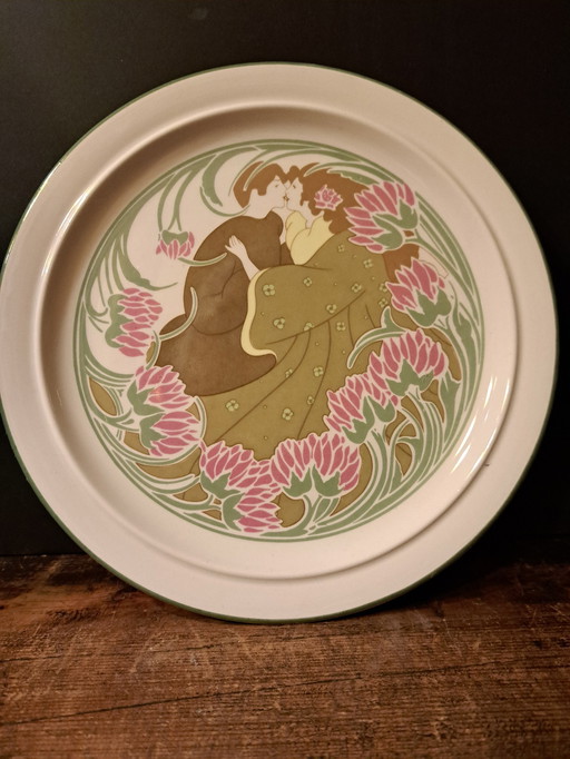 1 X Luneville Frankreich Runder dekorativer Teller Jugendstil Art Nouveau