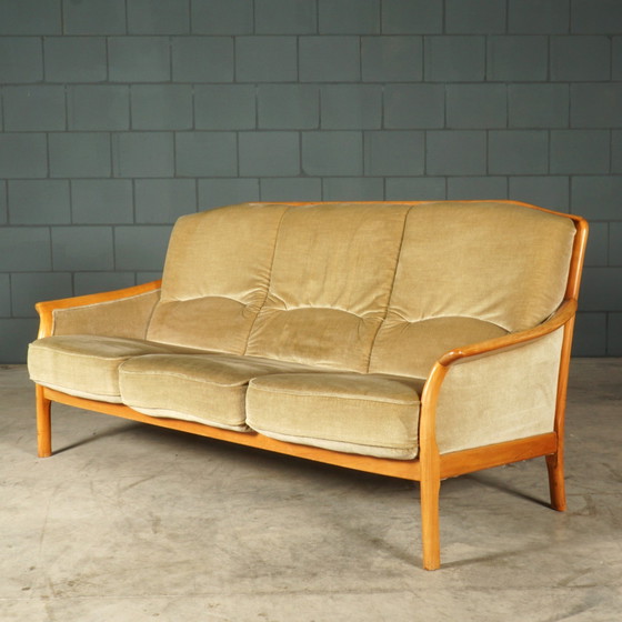 Image 1 of Dreisitziges Sofa aus der Mitte des Jahrhunderts - Velours - 1960er Jahre