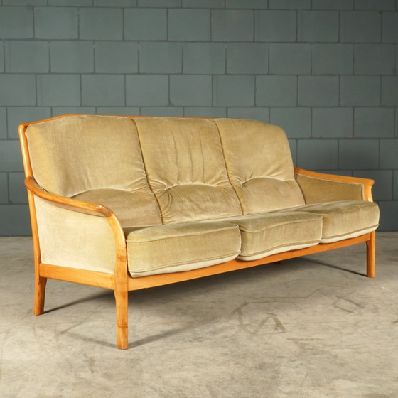 Image 1 of Dreisitziges Sofa aus der Mitte des Jahrhunderts - Velours - 1960er Jahre