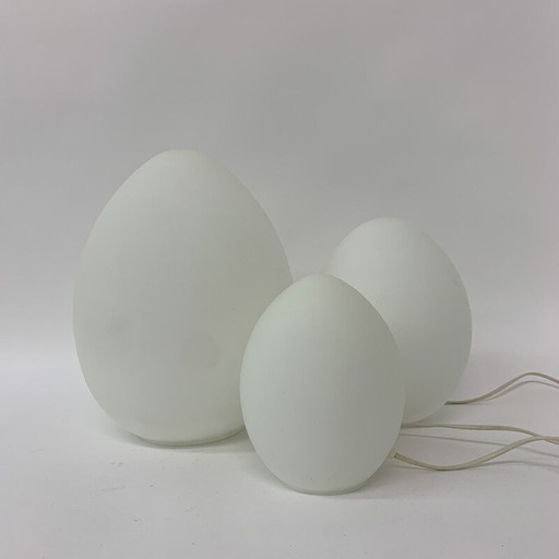 Satz von 3 Vintage Domec Luminance Glas-Tischlampen, 1970er Jahre