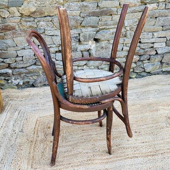 Image 1 of Paar Vintage Thonet n 28 Herz Stühle in grünem Kunstleder