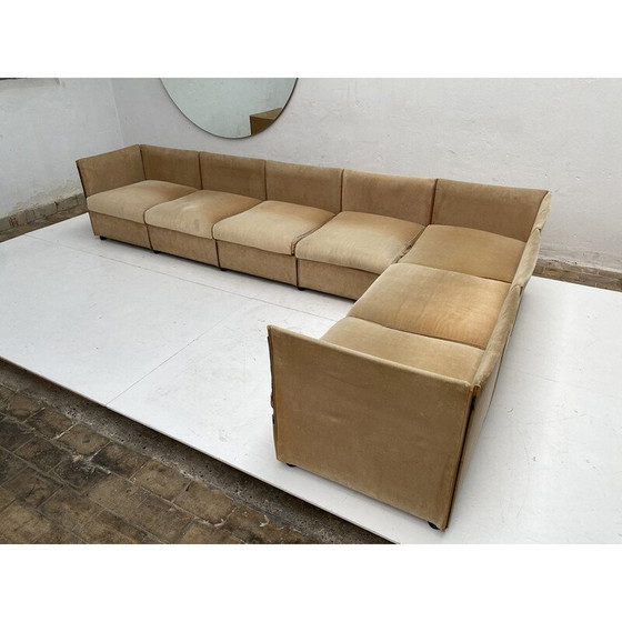 Image 1 of Modulares Sofa "Landeau" aus Samt und Leder von Mario Bellini für Cassina, Italien 1970