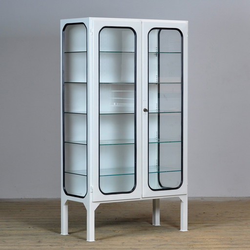 Vintage Eisen und Glas medizinischen Schrank, 1970'S