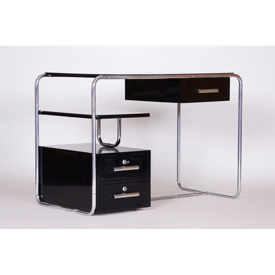 Image 1 of Vintage schwarzer Bauhaus-Schreibtisch, Deutschland 1930er Jahre
