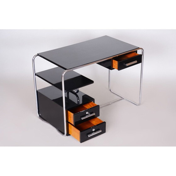 Image 1 of Vintage schwarzer Bauhaus-Schreibtisch, Deutschland 1930er Jahre