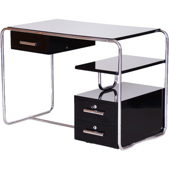 Image 1 of Vintage schwarzer Bauhaus-Schreibtisch, Deutschland 1930er Jahre