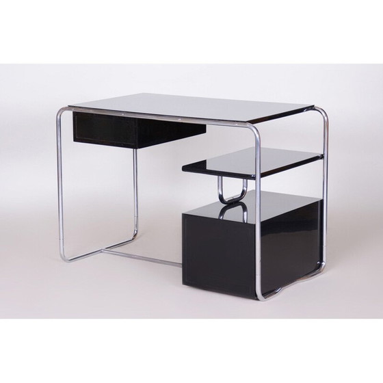 Image 1 of Vintage schwarzer Bauhaus-Schreibtisch, Deutschland 1930er Jahre